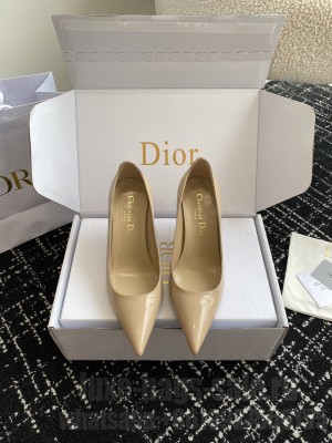 Christian Dior 7.5cm Tribales Patent Leather Pumps Beige