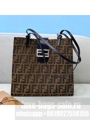 Fendi Vintage Vertical FF Canvas Small Tote Bag Brown  2021 Collection