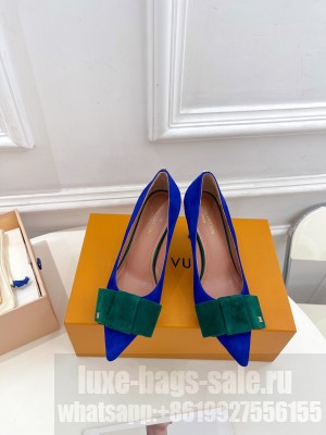 Louis Vuitton Blossom Pumps with Bow 6/8cm in Suede Blue/Green 2023