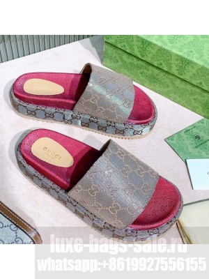 Gucci GG Canvas Platform Slide Sandal 573018 Grey 2021 Collection