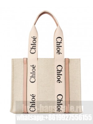 Chloe Medium Woody Tote Bag Pink
