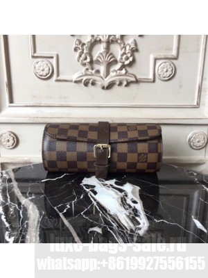 Louis Vuitton 3 Watch Case Bag Damier Ebene Canvas Fall/Winter 2017 Collection N41137, Raisin