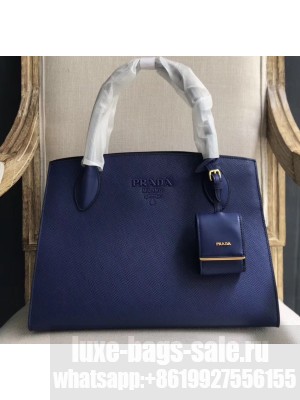 Prada Monochrome Top Handle Bag 1BA155 Dark Blue