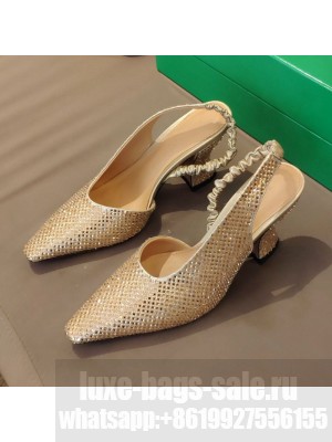 Bottega Veneta Almond Metallic Slingback Pumps Gold  2021 Collection