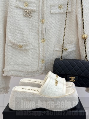 Chanel Platform lambskin mule white 2025