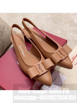 Salvatore Ferragamo Viva Lambskin Bow Slingback Beige Spring/Summer 2021 Collection