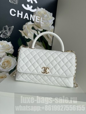 Chanel LARGE FLAP BAG WITH TOP HANDLE A92991 white
