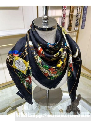 Gucci Women's Animal And Floral Print Silk Carre Black
