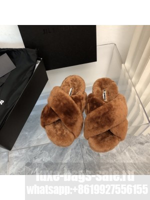 Jil sander Shearling Slides Coffee