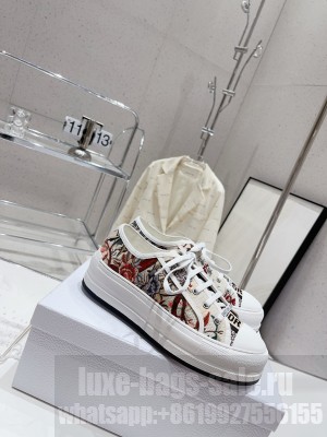 Dior Walk'n'Dior Low-top Platform Embroidered Cotton Sneakers 2023 03