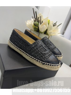 Chanel Braided Fabric Espadrilles G29762 Black 2022 Collection