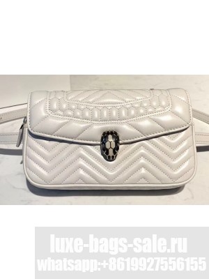 Bvlgari Serpenti Forever Belt Bag in Quilted Chevron Leather White 2019