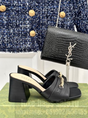 Gucci Signoria Slide Sandals 786595 Black leather 2024