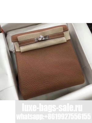 Hermes Kelly 22 Ado Backpack Bag In Original Togo Leather Brown