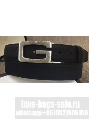 Gucci Width 3.5cm Leather Belt Black with G Buckle