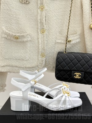 Chanel Sandals Lambskin White G46274 heel 4.5cm 2025
