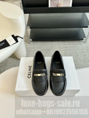 CELINE LUCO LOAFER WITH FRINGES IN CALFSKIN BLACK