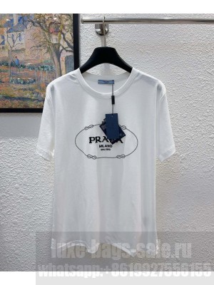 Prada Women's Printed Short-sleeved T-shirt White