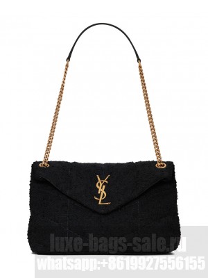 Saint Laurent Puffer Small Quilted Tweed Bag 577476 Black