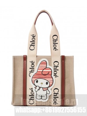 Chloe x My Melody For Medium Woody Tote Bag Coffee