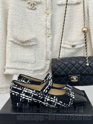 Chanel Tweed Mary Janes Ballet Flat Pointed Toe 2024 05