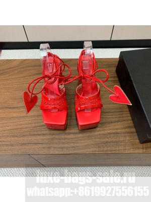 Alaïa WEDGE SANDALS LACE UP IN PATENT LEATHER RED
