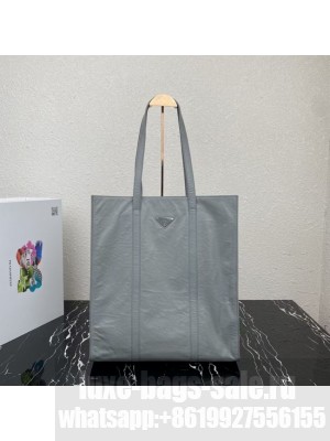 Prada Medium antiqued nappa leather tote bag 1BG587 Slate Gray