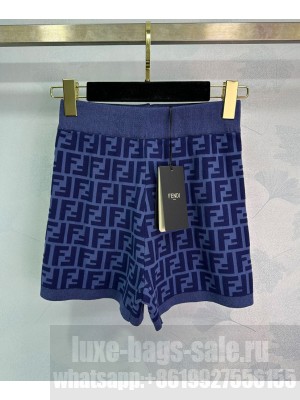 Fendi Women's FF Jacquard Knit Shorts Blue
