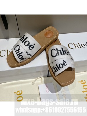 CHLOÉ Woody logo-print canvas slides 2022 Collection 01