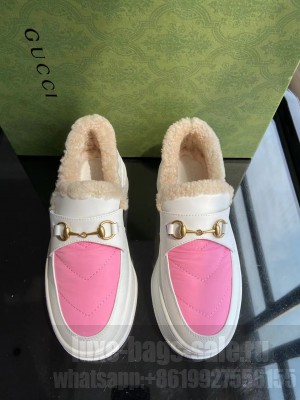 Gucci Fabric and Leather Loafers with Shearling Lining 02 