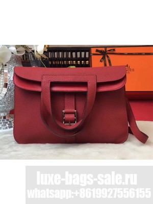 Hermes Halzan Tote Bag in Original Togo Leather Red