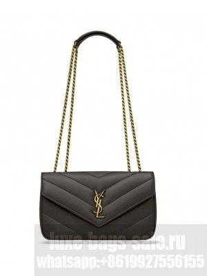 Saint Laurent LOULOU Small Quilted Lambskin Handbag Dark Gray