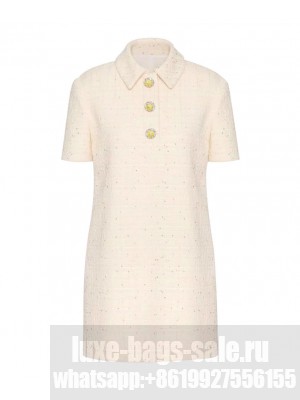 Valentino Women's Delicate Tweed Short Dress Cream
