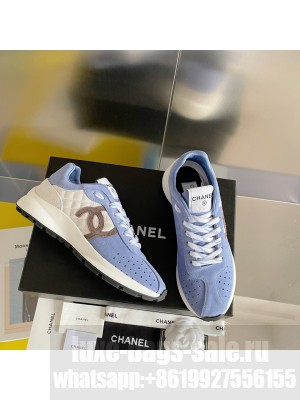 Chanel G39074 Suede Sneakers White/Blue 2022 Collection