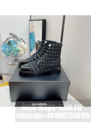 Chanel Lace Up Tweed & Calfskin Black 08 2021 Collection