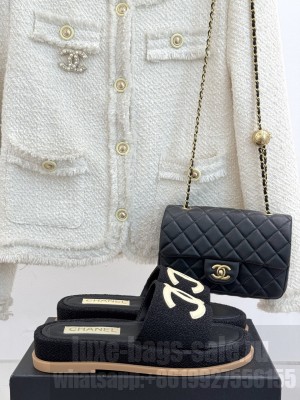 Chanel Tweed CC Logo Slide Mule White 2025