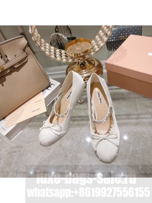 Miu Miu Satin 85 mm varnished heel elasticized knit strap Pumps 011