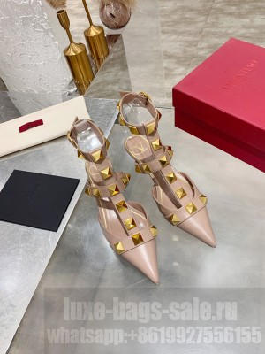 Valentino ROMAN STUD CALFSKIN PUMP 45MM ROSE CANNELLE