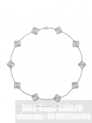 Van Cleef & Arpels Women's Vintage Alhambra Necklace, 10 Motifs Silver