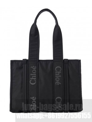Chloe Medium Woody Tote Bag Black