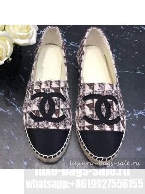 Chanel CC Logo Tweed Fabric Espadrilles G34436 Beige 2019