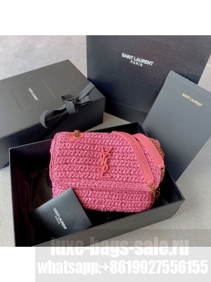 SAINT LAURENT NIKI SMALL CHAIN BAG IN RAFFIA 498892 ROSE