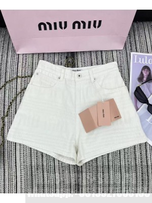 Miumiu Women's Embossed Lettering Shorts White