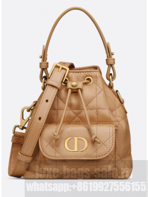 Dior Caro Nano Bucket Bag Macrocannage Lambskin S5250 Light Gold-Tone