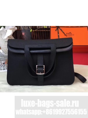 Hermes Halzan Tote Bag in Original Togo Leather Black