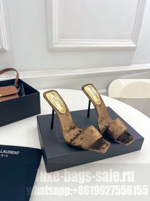 Saint Laurent 10.5cm Heel velvet Mule Camel 2023 Collection 