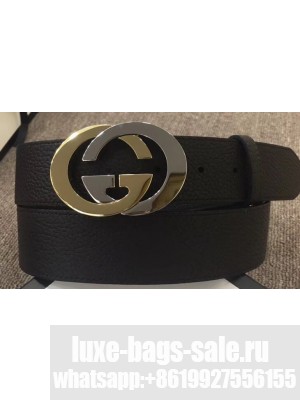 Gucci Width 4cm Leather Belt Coffee with Gold/Silver Interlocking G Buckle