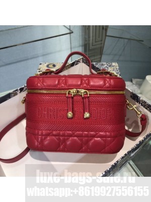 DIOR SMALL DIORTRAVEL VANITY CASE Cannage Lambskin S5488U red