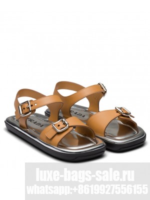 Prada Women's Leather Sandals Coffee