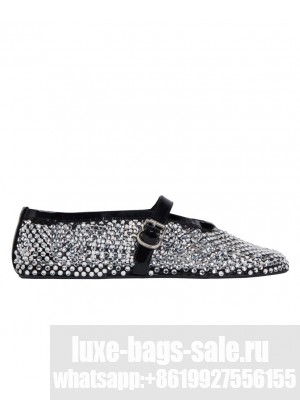 Alaia Women's Ballet Flats In Fishnet And Strass Black
